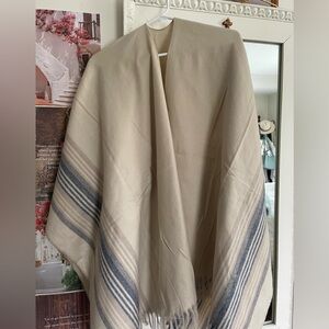 Elegant Cream and Gray Striped Shawl